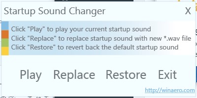 「Startip Sound Changer」基本画面